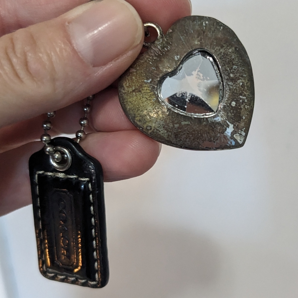 Coach Mini Bag Charm Leather with Bonus Heart Charm Black - Picture 7 of 7